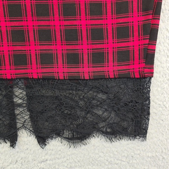 Torrid Skirt Women's Plus 1X Red Plaid Academia Lace Goth Steampunk Whimsigoth - Picture 8 of 10